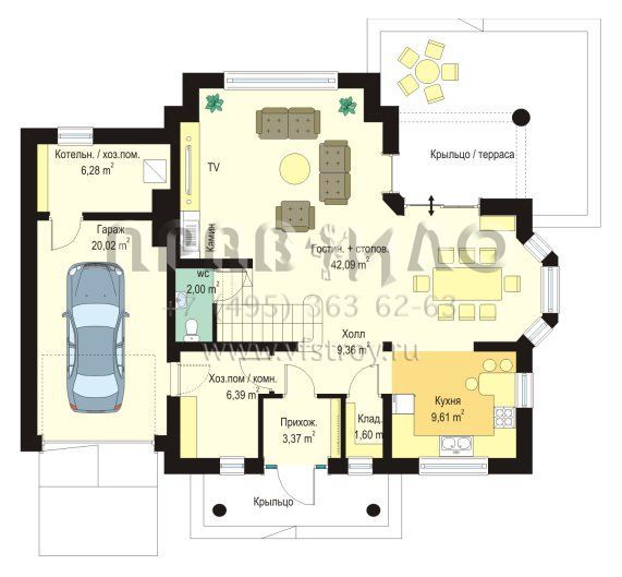 Проект двухэтажного дома с балконом и колоннами S8-210 (Юлька 2)