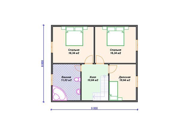 Проект каркасного дома с 3 спальнями S4-151 (И-061)