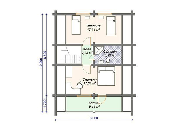 Проект деревянного дома с мансардой S4-125 (ДО-090)
