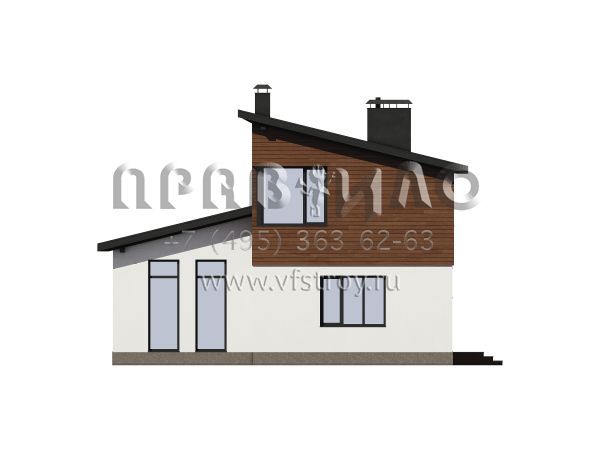 Проект современного загородного дома с отделкой штукатуркой и деревом S7-181 (5-08.1)
