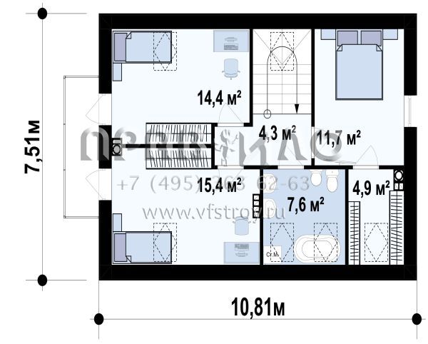 Практичный аккуратный дом с мансардой и удобной функциональной планировкой s3-133 (Z225)
