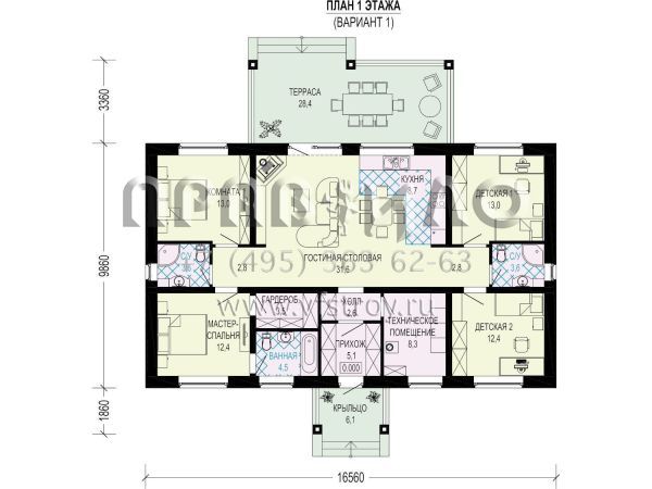 Проект оптимального одноэтажного дома S7-138 (5-17)