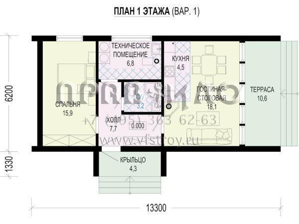 Проект барнхауса на основе деревянного каркаса S7-61 (4-06)