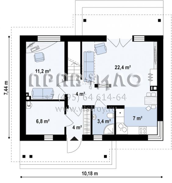 Проект небольшого одноэтажного дома с мансардой и летней террасой S3-112-12 (Z210 v1)
