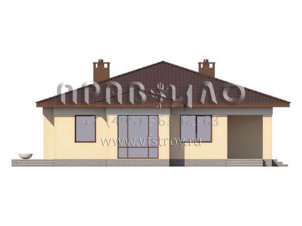 Проект одноэтажного загородного дома из газобетона S7-120 (3-43b1)