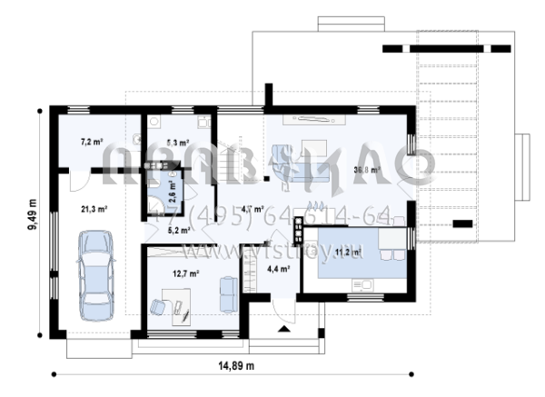 Проект современного дома с гаражом и большой террасой S3-174 (Z29)