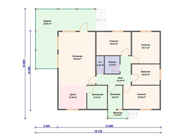 Проект каркасного дома с 3 спальнями S4-176 (И-020)