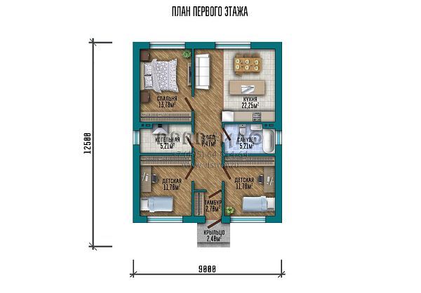 Проект компактного одноэтажного дома с рациональной планировкой S2-81 (285-81-1)