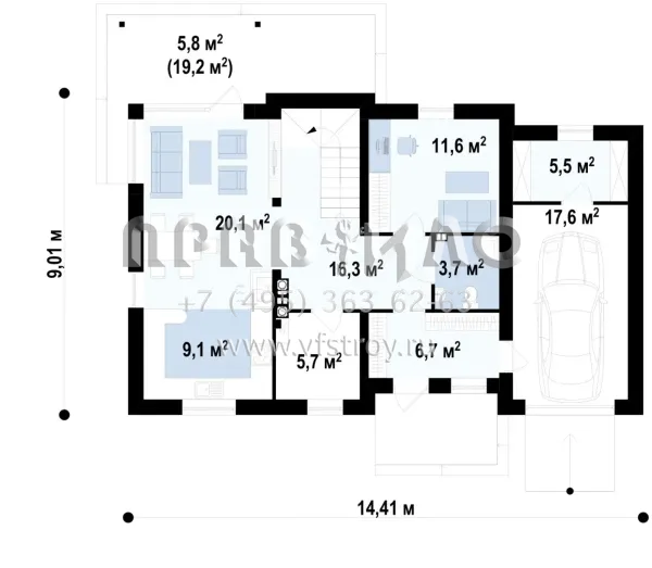 Проект экономичного комфортабельного дома S3-168-1 (Z127)