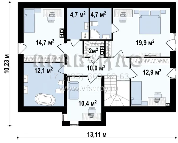 Проект частного дома с двускатной крышей для небольшого участка S3-169-2 (Z222)