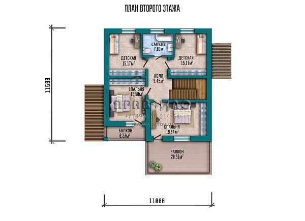 Проект дома с мансардой в современном стиле, большой террасой и эргономичной планировкой  S2-224 (087-224-1М)