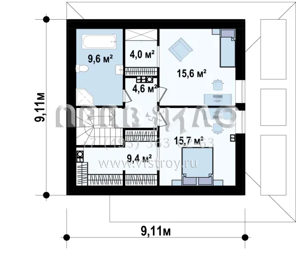 Проект стильного одноэтажного дома с жилой мансардой S3-120-3 (Z385)