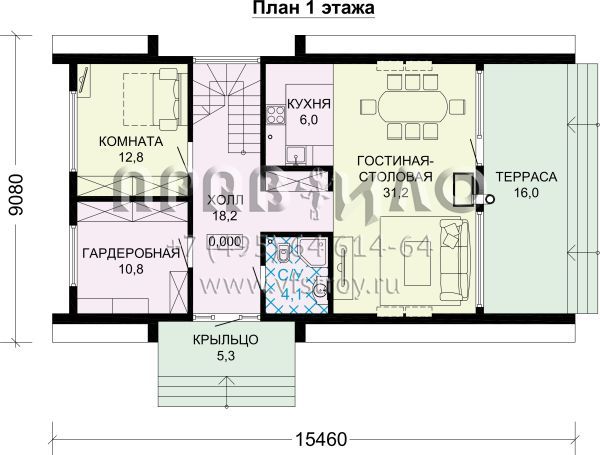 Проект каркасного А-образного дома-шалаша S7-144 (4-01)