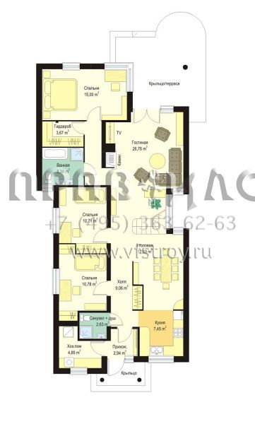 Проект вытянутого одноэтажного дома S8-139-1 (Такса)