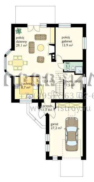Проект солидного коттеджа из керамических блоков S8-216-2 (Солидный)