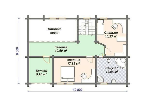 Проект деревянного дома 9 на 14 м с мансардой S4-230 (ДО-077)