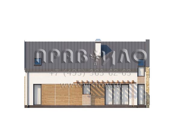 Проект двухэтажного дома с двускатной крышей без карниза  S3-187-2 (Zx38)