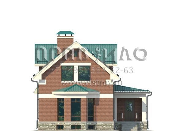 Проект кирпичного загородного дома с мансардой для узкого участка S7-209 (2-13)