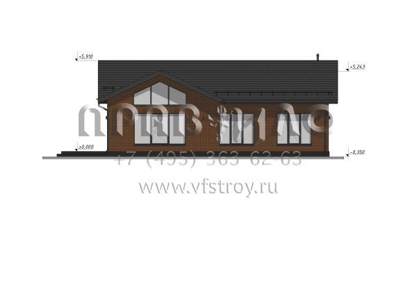 Проект одноэтажного дома с большими окнами S-108