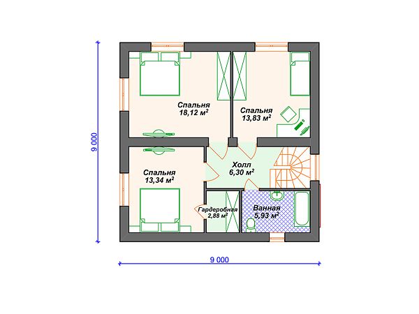 Проект дома с 4 спальнями S4-129 (К-320)