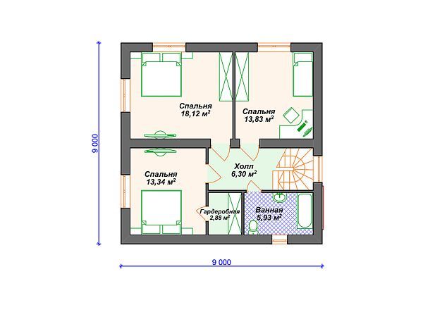 Проект дома с 4 спальнями S4-129 (К-320)
