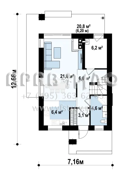 Проект прямоугольного дома в современном стиле  S3-94-1 (Z297)