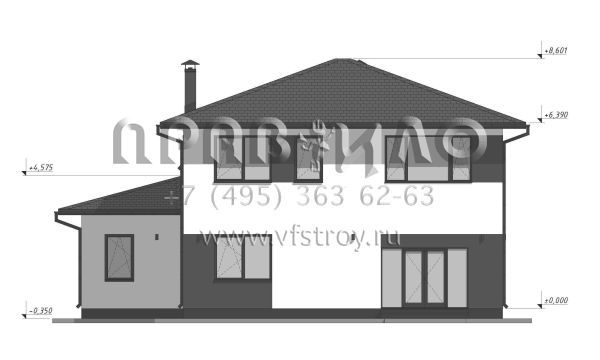 Проект стильного дома с гаражом на две машины S-216
