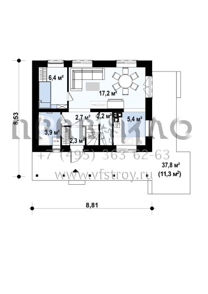 Проект небольшого уютного коттеджа  S3-84 (Z39)