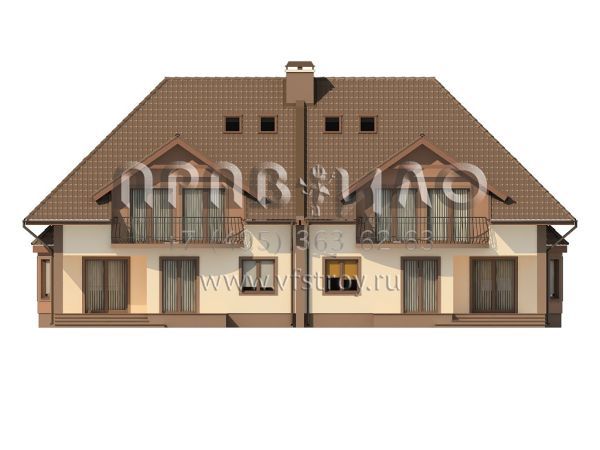 Проект двухквартирного дома с мансардой S3-223-2 (ZB1)