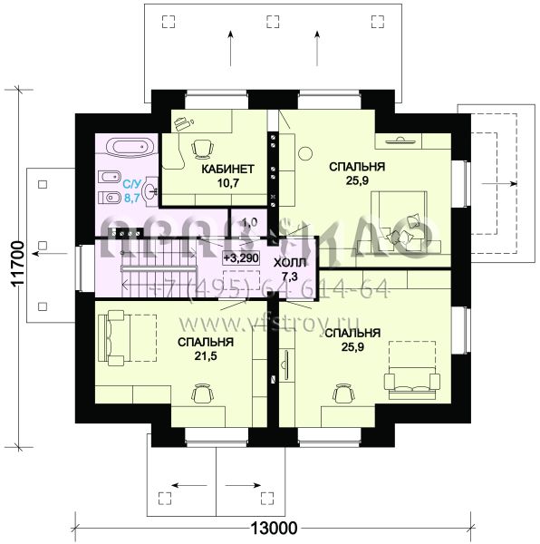 Проект кирпичного особняка с цокольным этажом S7-324 (2-15)