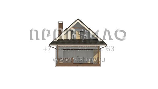 Проект классического одноэтажного дачного дома с жилой мансардой и широкой террасой S3-78-3 (Z362)