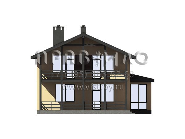 Двухэтажный дом из газобетона с большой террасой на втором этаже S7-178 (3-62а)