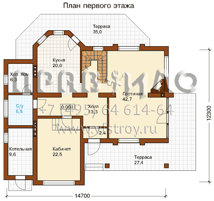 Проект коттеджа с балконом K-251-1P