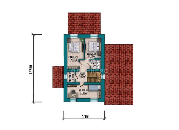 Проект с гаражом, террасой и вальмовой крышей S2-181 (455-167-2Г)
