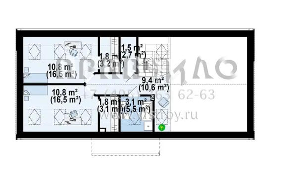 Проект современного коттеджа с гаражом и вторым светом в гостиной S3-155-3 (z515)