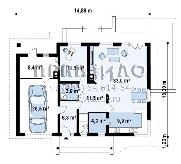 Проект комфортабельного дома из кирпича, керамических блоков или газобетона S3-224 (Z56 A)