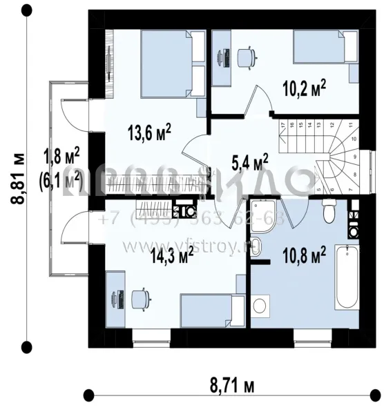 Проект загородного дома с полукруглым камином S3-110-3 (Z4)