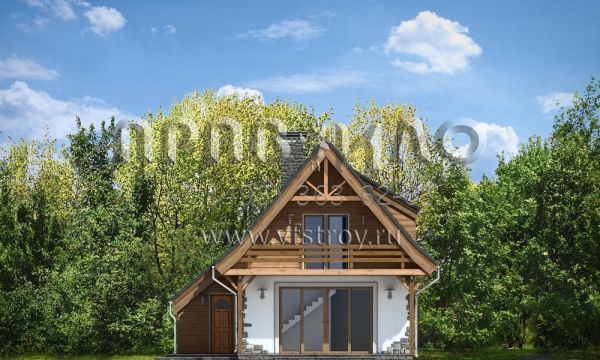 Проект оригинального дома с деревянной отделкой S8-88 (Хатка 2)