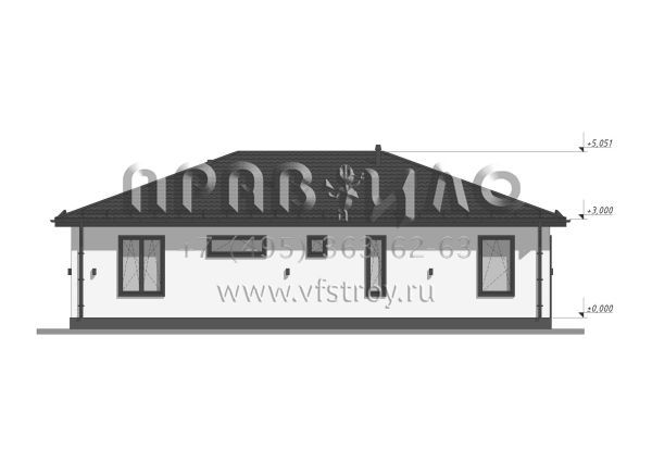 Проект одноэтажного дома с вальмовой кровлей S-119