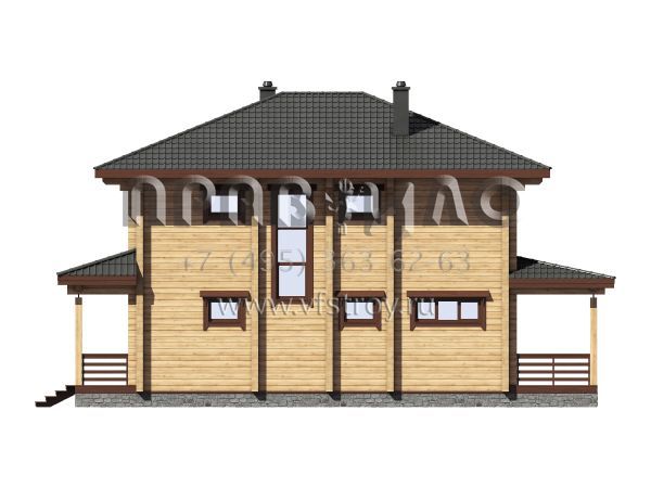 Проект двухэтажного деревянного дома с ризалитом S7-171 (1-60)