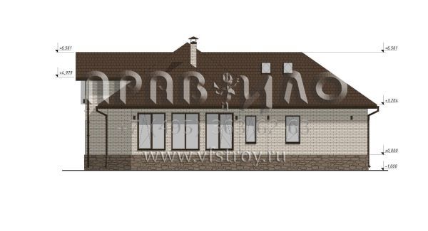 Проект одноэтажного дома с мансардой и эркером в гостиной S-186