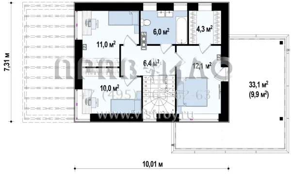 Проект красивого дома из газобетона (кирпича, керамических блоков) S3-123-4 (Zx63 B)
