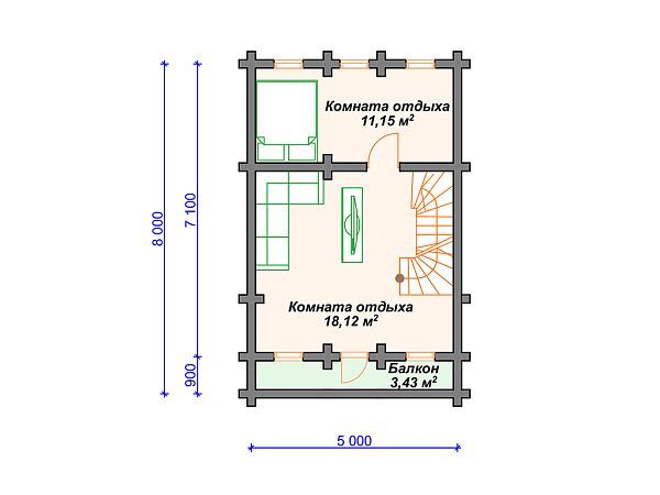 Проект деревянной бани SB4-83 (Б-079)