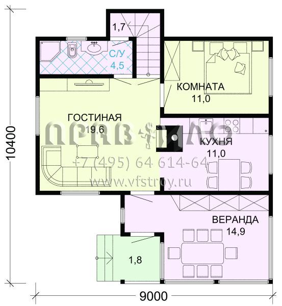 Дом из бруса для сезонного отдыха S7-108 (1-35)