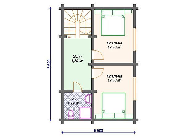 Проект деревянного дома из бруса с террасой S4-146 (ДС-082)