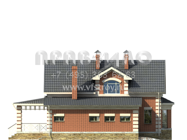 Проект трехэтажного загородного дома из кирпича с сауной S7-223 (2-08)