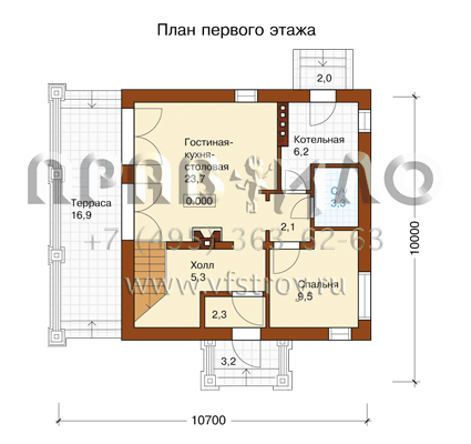 Компактный дом из ячеистого бетона по проекту I-127-1P