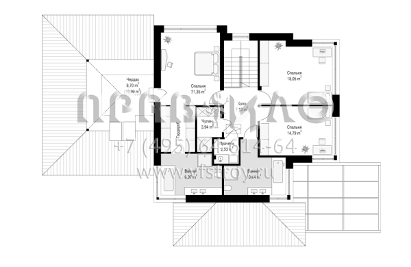 Проект современного двухэтажного коттеджа с большими окнами и оранжереей S8-319 (Дом с Видом 6 B)