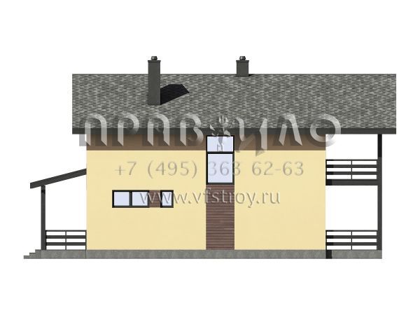 Двухэтажный дом из газобетона с большой террасой на втором этаже S7-178 (3-62а)