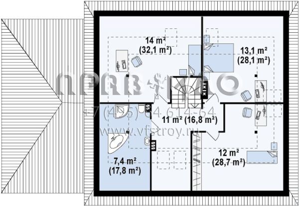 Проект многокомнатного одноэтажного дома с встроенным гаражом S3-272-2 (Z84 GL)